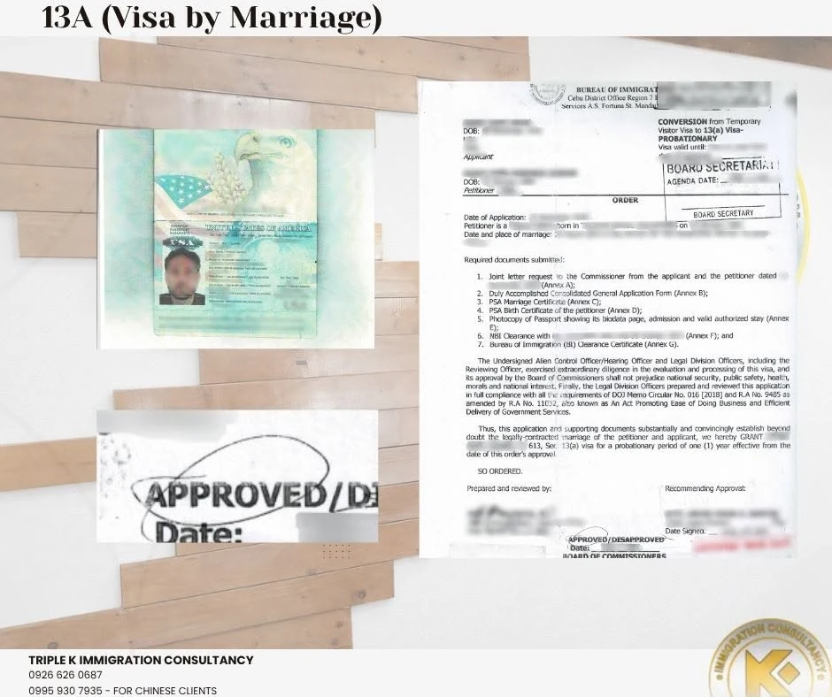 Approved 13A Visa by Marriage case document