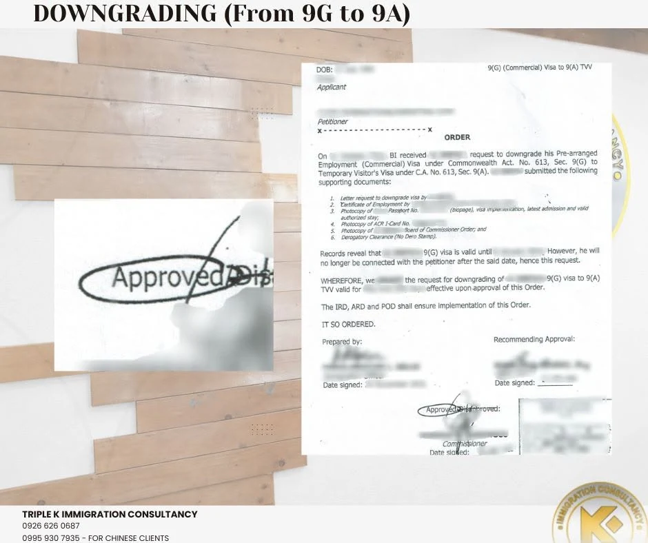 Approved downgrade from 9G commercial visa to 9A temporary visitor visa